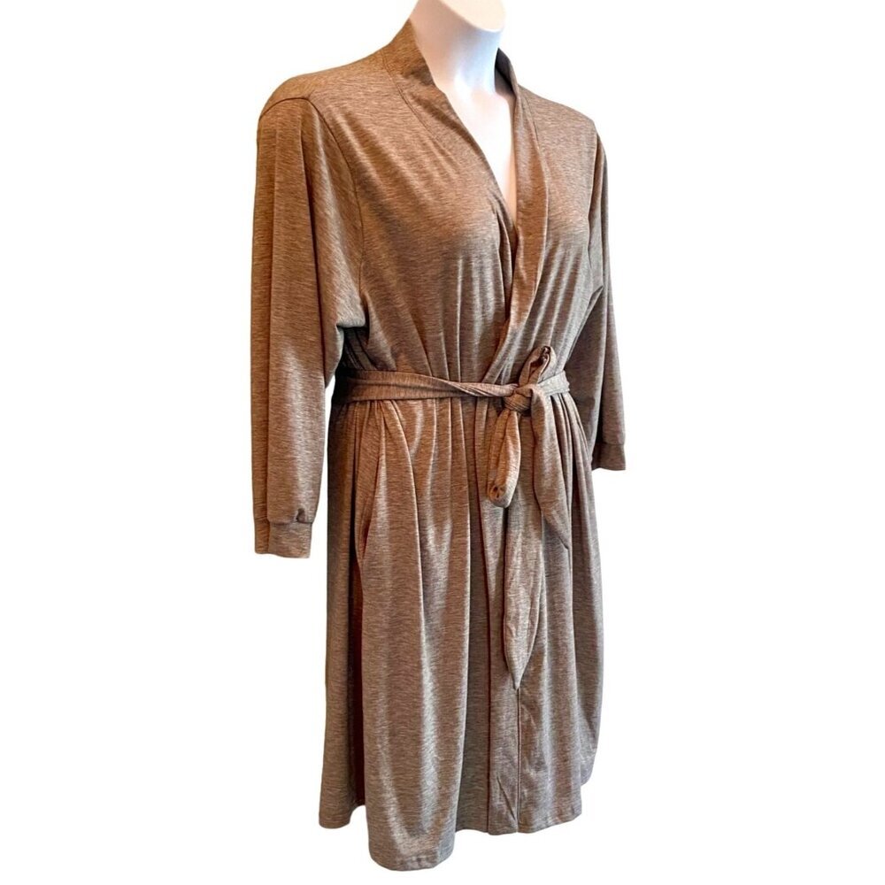 Hotouch Light Gray Robe 3/4 Sleeves Soft Fabric Belted Women's XXL NEW NWT - Picture 2 of 12